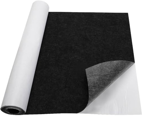 LOMUG 40 x 220 cm självhäftande filt, självhäftande filt 1 mm, självhäftande fält, självhäftande textil, självhäftande för förvaringslådor, gör-det-själv-boxfoder, stolar, svart