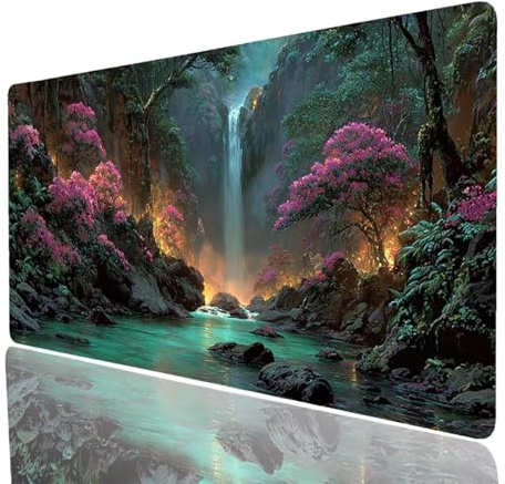 Chutes Tapis de Souris Fleur Imperméable Tapis de Souris XXL 900x400x3mm, Gaming Mouse Pad Améliorer la Précision et la Vitesse, Mouse Pad pour Bureau Gamer Clavier sans Fil Pc Portable Model-6898