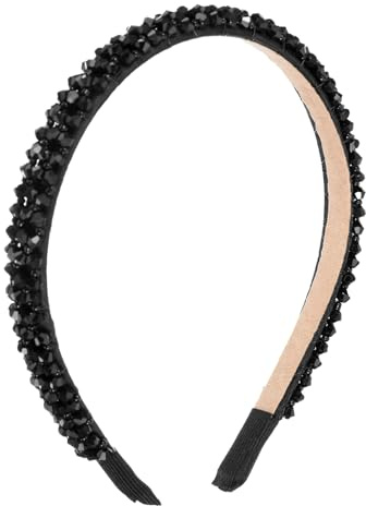 DOPENSPI Haarreif für Damen, Mode funkelnde Stirnband Haarbänder (Schwarz) | mit Kristallperlen, für Mädchen, Haarschmuck Elegant, Haarreifen Stirnbänder, Haarschmuck Gepolsterte