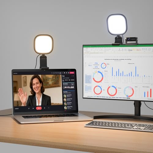 Upgraded Ring Light for Laptop, Monitor & Desk – Eye-Caring Diffused LED Streaming Light with Screen-Safe Clip (Black-2pack) | Soft Computer Light with Screen-Safe Clip, Adjustable Mount, CRI 97.8+, 50 Lighting Modes for Zoom, Video Calls & Streaming