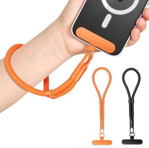 MoKo Lot de 2 Bracelets Téléphone Réglables avec Attaches | Dragonne téléphone portable mains libres pour iPhone et la plupart des smartphones, avec cordon réglable.