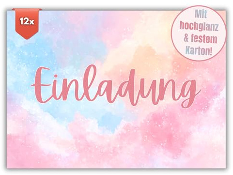 HIDEBLOOM - Tarjeta de invitación de color rosa liso - 12 unidades - DIN A6 (10,5 cm x 14,8 cm) - invitación de cumpleaños - invitación de baby shower boda - tarjetas de invitación para confirmación