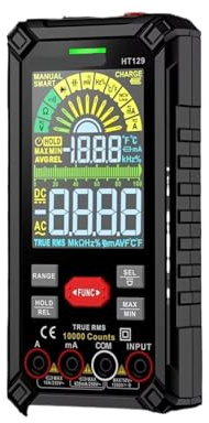 Multimètre Numérique HT129 À Sélection Automatique De La Gamme, Mesure De Tension Efficace Vraie (True RMS) AC/DC NCV, 10 000 Points, Rechargeable Et Intelligent.