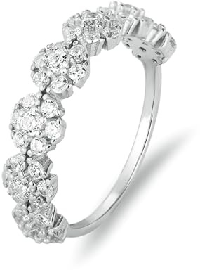 Ayoiow Cocktail Verlobungsringe Hochzeit für Damen mit Moissanitkein Edelstein, Ewigkeit Vorsteckring Platin für Sie, Platin 950 Größe 49 (15.6)