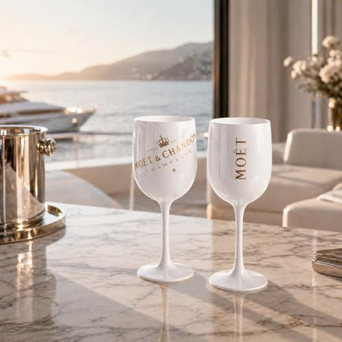 Vegtonia Acryl Champagnergläser 2er Set – Bruchsichere Sektgläser – Leicht, elegant & wiederverwendbar – Perfekt für Partys & Events – passend für Moët & Chandon Champagner
