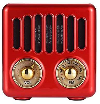 Bluetooth Radio Vintage Rétro Haut-Parleur FM avec 4.2 Old Style Classique (Rouge) Portable