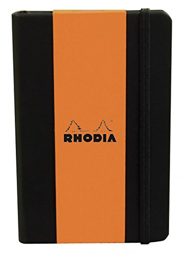 RHODIA 118669C - Carnet Rigide Webnotebook noir - A5 14 x 21 cm - Uni - 192 pages - Papier Clairefontaine Ivoire 90 g/m² - Marque-Page, Fermeture Élastique - Simili Cuir - Collection Rhodiarama
