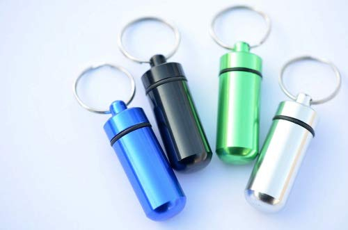4er Set MICNO´s (Micro Nano) zum aufhängen, mit wasserfestem RitR Logstreifen wasserdichter Behälter aus Aluminium. Geocaching Versteck