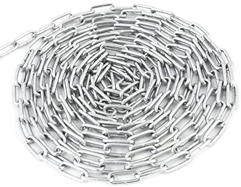 DQ-PP Stahlkette Stahl C15 – 4mm – 40m – Kurzgliedrig – Verzinkt – DIN 5685 – Absperrkette – Metall – Rundstahlkette – Eisenketten – Absperrketten – Zurrketten