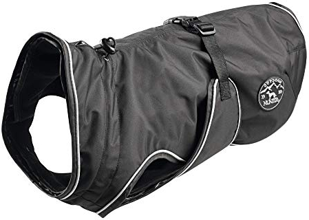 HUNTER Hundemantel UPPSALA, Farbe: schwarz, 2in1 Design mit herausknüpfbarem Innenfutter, wasserabweisend, reflektierende Paspeln, geschlossene Bauchseite, optimaler Sitz, Größe: 35