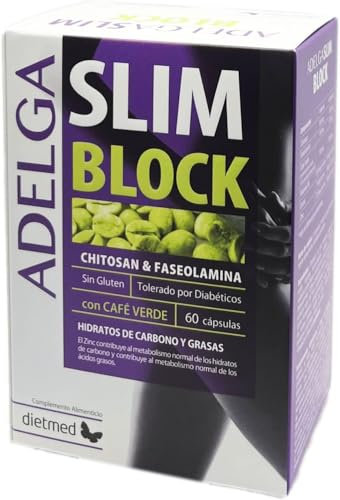 DietMed Adelga Slim Block Suplemento - 60 Cápsulas, color Blanco, 200 ml