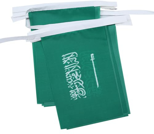 AZ FLAG krans 6 meter 20 Saudiarabiens flaggor 21 x 15 cm - Saudiarabiens flagga 15 x 21 cm