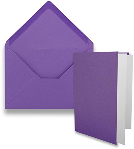 25x DIN B6 Faltkarten-Set - Violett - 115 x 170 mm - 11,5 x 17 cm - Doppelkarten mit Umschlägen und Einleger-Papier - FarbenFroh by GUSTAV NEUSER