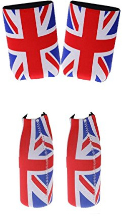 joyMerit 4pcs Novelty Union Jack Britain UK Flag Beer Bottle Can Cooler Sleeve Holder