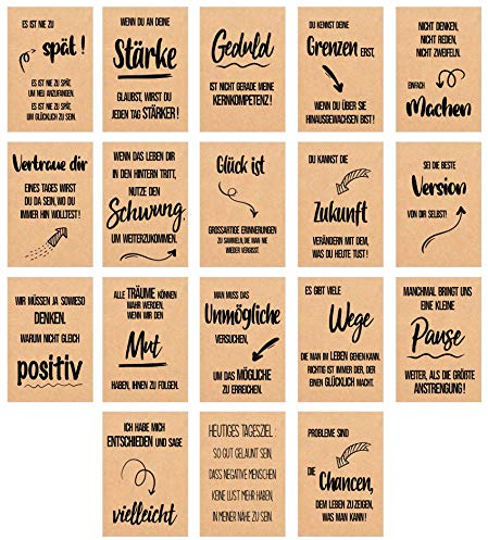 Edition Seidel Set 18 Postkarten Leben & Momente mit schönen Sprüchen gedruckt auf hochwertigem Kraftpapier - Karten mit Spruch - Liebe, Freundschaft, Leben, Motivation, Geburtstagskarten