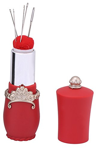 Puntaspilli a forma di rossetto a forma di rossetto Cuscino per spille da cucito 2 colori Ago per cucire Supporto per cuscino Strumento di ricamo per artigianato fai-da-te(rosso)