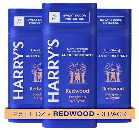 Harry's Extra-Strength Antiperspirant Deodorant, Sweat & Odor Control Antiperspirant for Men, Redwood, 2.5 oz Pack of 3