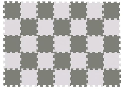 EVA Interlocking Floor Tiles Soft Foam Kids Play Mat Gym Yoga Exercise Fitness Jigsaw puzzel Carpet (White/Grey, 20 pc)