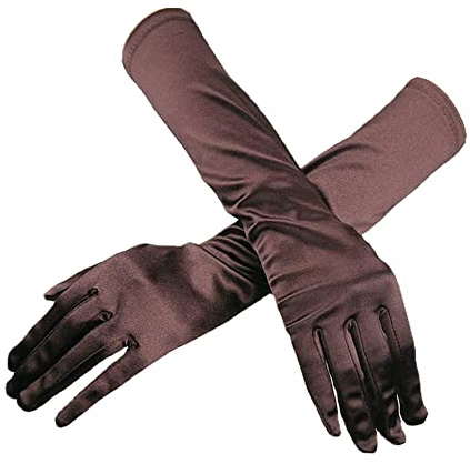 GIVBRO Guanti in raso da donna, per matrimoni, balli, serate, feste, travestimenti, teatri, banchetti, 38 cm