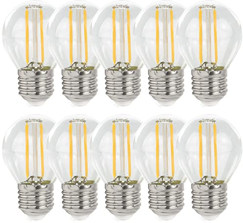 NCC-Licht 10 x LED Filament Leuchtmittel Tropfen Kugel G45 1W E27 klar 110lm 840 neutralweiß 4000K
