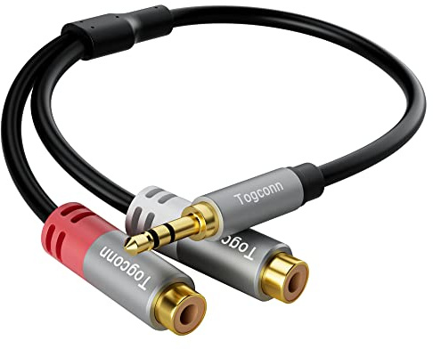 3.5mm to 2 RCA Audio Y-Splitter Cable 0.6 Feet, 1/8 Inch (3.5mm) TRS Stereo Male to Dual RCA Female Hi-Fi Sound Auxiliary Y Adapter Converter Connector for iPhone, Tablet Computer, MP3, Speaker
