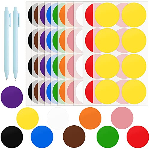 SCHYIDA 400 Piezas Etiquetas Adhesivas Redondas de 5 cm de Diámetro Pegantinas Redondas de 10 Colores Gomets Infantiles de Papel de Buena Adherencia Etiquetas Autoadhesivas para Marcar Artículos