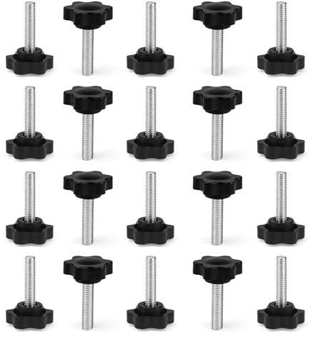 Klemmknopf Griff Rändelschraube, JANDH 20 Stück Rändelschrauben mit Gewinde, Rändelschraube M6, Maschinen-Anziehknopf-Anziehschrauben (M6 x 25 mm)