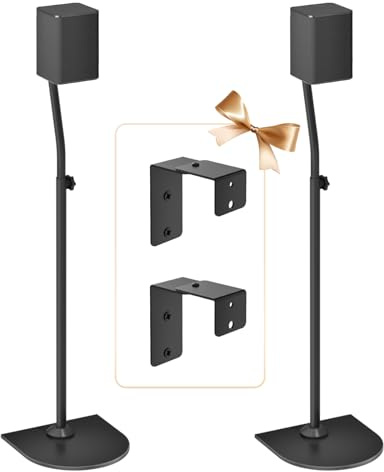 notiela Lautsprecherständer für LG Surround Sound, höhenverstellbar, ausziehbar von 83,8 cm bis 106,7 cm, mit Wandhalterung, aus Stahl, Schwarz