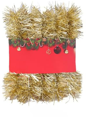 SMTCM Künstliche Weihnachtsgirlande 9 * 3m Weihnachtskranz Lametta Girlande Folien Girlande Weiche Feiertagsgirlande Metallic Garland Glitzernde Hängende Dekor für Weihnachts Hochzeit Party(Gold)