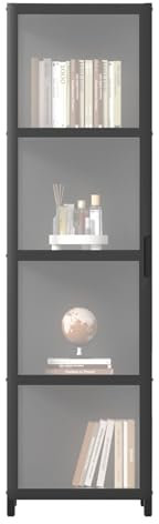 JSLJJBD Acryl Vitrine Sammlervitrine Bücherregal Mit Türen Display Case Lagerschrank Mit Tür, Doppeltür-Design, Dreiseitig Transparent, Starke Tragfähigkeit 42×33×130cm Black