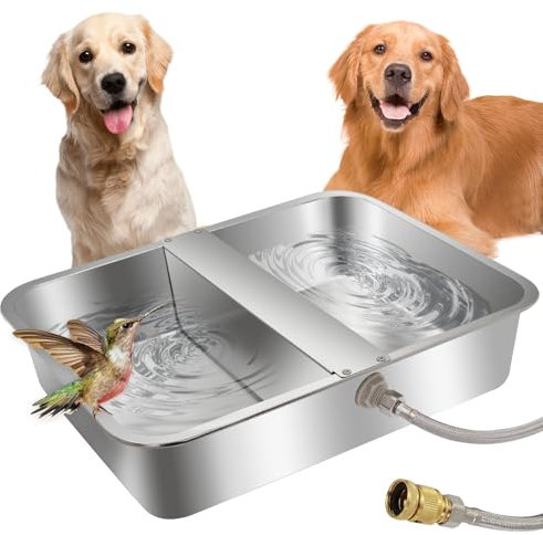 4Gal Automatic Water Bowl Dispenser for Dogs,Pig Waterer,Outdoor Automatic Dog Water Bowl,Stianless Steel Auto Fill Livestock Water Trough with Float Valve for Chicken,Horse,Calf,Dog,Goat