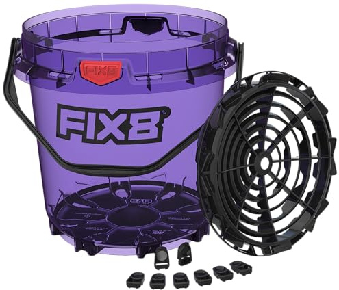 FIX8 Professional Car Wash Rinse Bucket with Grit Guard and Iron Guard– 4.4 Gallon Heavy-Duty Plastic Cleaning Bucket for Scratch-Free Car Detailing