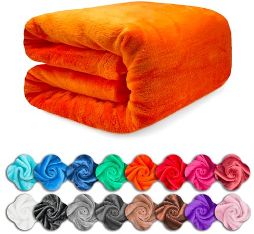 Polaristar - Manta de Poliéster Lisa Suave y Cálida para Sofá, Cama y Decoración del Hogar – Diseño Minimalista, Lavable a Máquina, Tamaño (Naranja, 160x220cm)