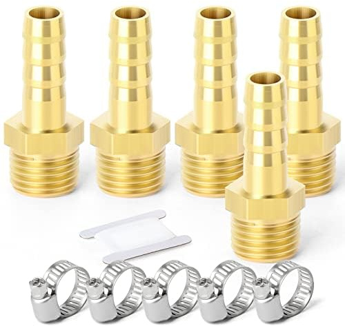 ERGAOBOY 10Pcs Brass 8mm Barb x 1/4 Female BSP Hose Barb Pipe Fitting | Multi-barbed hose tail segment, female threaded coupling port, straight line fluid flow, for soft tubing
