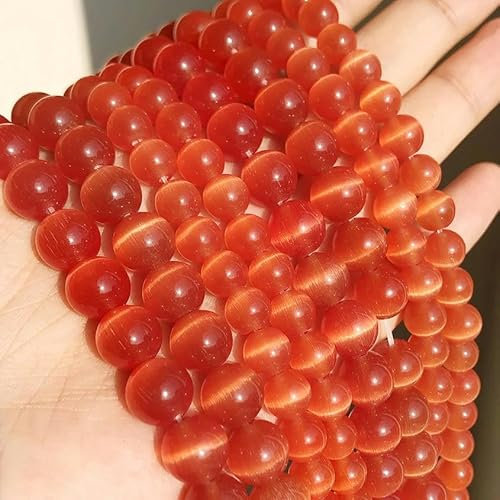 Natural Moon Stone Beads White Cat Eye Round Loose Beads 4/6/8/10/12mm Jewelry Making DIY Bracelet 15 Strand-Red-12mm 30pcs Beads
