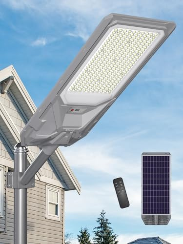 Ofuray Of-13000W Solar Straßenlaterne für Außen, Solarlampen mit Bewegungssensor, 6500k Led Solarstrahler Dämmerung bis zum Morgengrauen, IP67 Wasserdichte Flutlicht Aussen für Gärten Garage