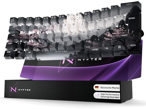 Nyfter - Premium Sakura V3 Keycaps ISO 60% und 75% Custom Keycaps ISO Layout für Mechanische Tastaturen (60%)