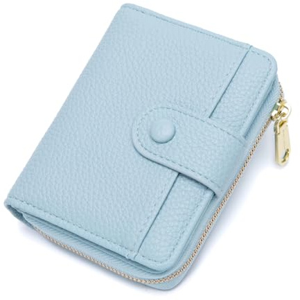 CHAOFANXI Geldbörse Damen, Weichem Leder Kleines Portemonnaie für Frauen, Kleiner Geldbeutel Damen Mit Zipper Münzfach Kartenfächer, Blau