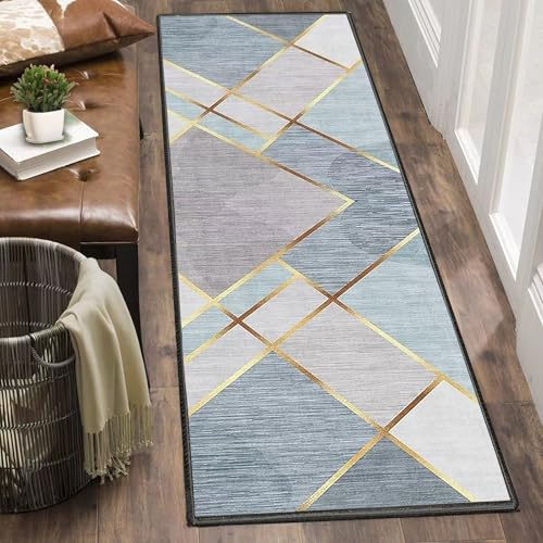 Läufer Teppich für Flur Waschbarer Teppichläufer Flur 50 x 120 cm Küchenläufer rutschfest Küchenteppich Vintage Flurläufer Lang Moderne Küche Runner Teppich für Flur Eingang Wohnzimmer Waschküche