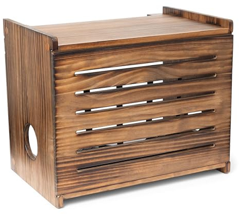 WiFi Router Storage Cabinet Router Box Hider WiFi Box Hider Shelf Cover | Deluxe • Pine Wood • Dark Oak Finish • Seamless Side Panel • Fits Routers Up To 11 • Wall Mount Or Desktop Placement
