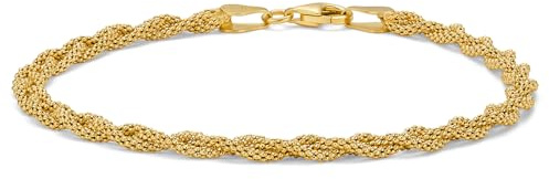 MIORE Armband Damen - 925 Silber 18K Vergoldet - Armband Silber 925 Damen, Kordelarmband, Silberkette vergoldet 19 cm, Hypoallergener Schmuck Damen, Handgemacht in Italien, mit edler Schmuckbox