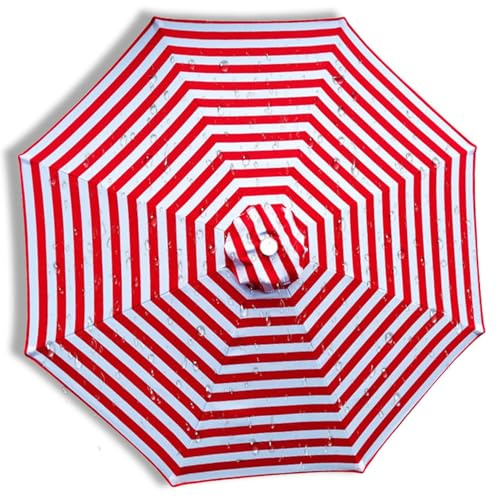 Patio Umbrella 9ft Replacement Canopy for 6/8 Rib, Garden Parasol Polyester Covers, Water Resistant, UV-Anti, Only the Top Cloth, Diameter 200-400cm(Red and white,6 Ribs 200cm)
