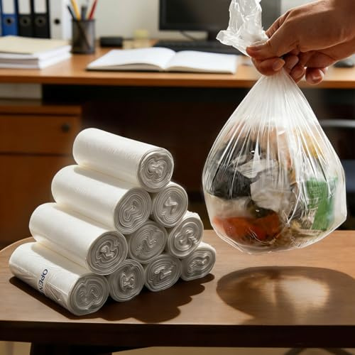WEFHEF 3L kleine Mülltasche, 300 Stück Mini Müllsäcke Reissfeste Abfallsäcke Tropfsichere Mülltüten Küchen Lebensmittel Abfallbeutel Recycelbarer Beutel für Mini Tisch Mülleimer - 3 Rollen à100