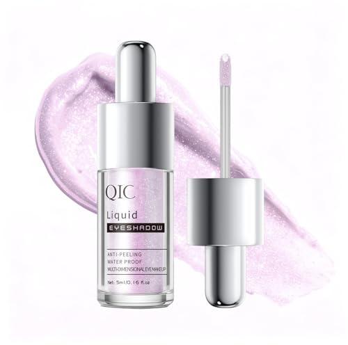 QIC Ombretto Liquido Glitter, Finish Metallico e Scintillante, Lunga Durata, Senza Crepe, Resistente allo Sfregamento, Formula Leggera per Tutti i Toni di Pelle, Colore Costruibile(09 Cherry Blossoms)
