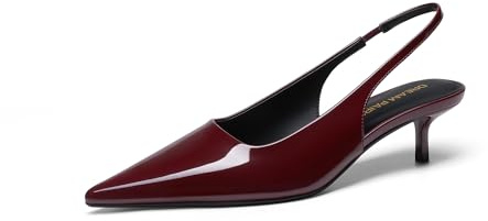 DREAM PAIRS Women's Kitten Heels Slingback Low Closed Toe Comfortable Pumps Pointed Toe Wedding Party Elegant Dress Shoes,Size 6,Burgundy,SDPU25093W