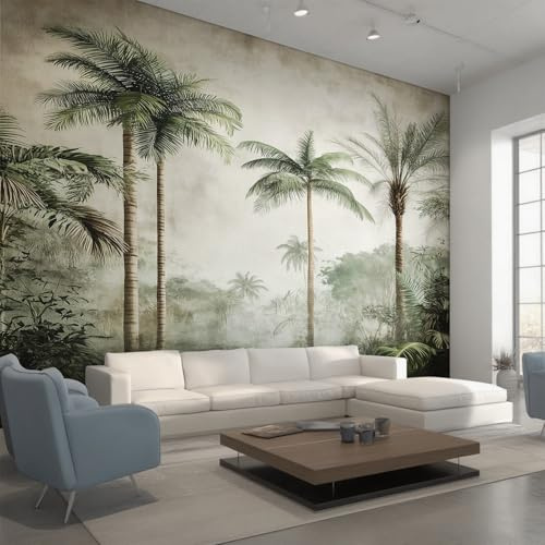 Palm Tree Photo Wallpaper, Tropical Coconut Tree Wallpaper Mural, 300x210cm Wall Paper for Bedroom Living Room, Non-Woven Wall Mural Room Decor EL&D71