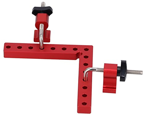 Socobeta Woodworking Right Angle Jig, Durable 90° Positioning Square Clamp Tool for Precise Wood Projects, Woodworkers, 2 Sets Aluminum Alloy, Red, Imperial Measurement, Ideal for Boxes and Photo