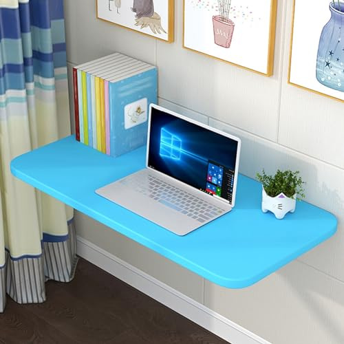 Scrivania pieghevole da parete, tavolo salvaspazio per cucina e camera da letto, tavolo pieghevole multifunzione, tavolo da lavoro pieghevole per lavanderia e computer (blu)