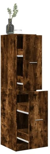 Nqyjm Armario farmacéutico roble ahumado 30 x 41 x 144,5 cm armario de madera para salón, dormitorio, oficina