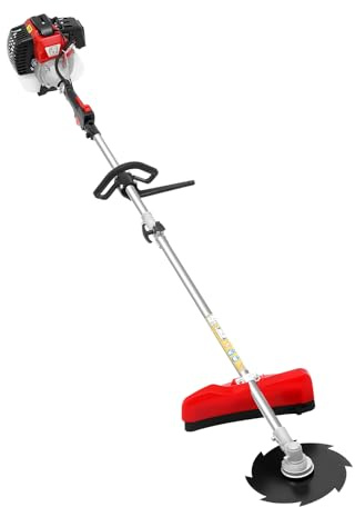 Multifunktionell motorsense 52 cc 2-takts bensinmotor 1,7 kW borste fräs sidomontering axelrem aluminiumstång kniv 25 cm häcktrimmer 45 cm långhandtagssåg 30 cm